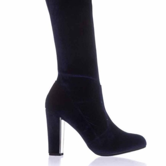 Material Girl Over the Knee Velvet Heeled Boot - Picture 6 of 6